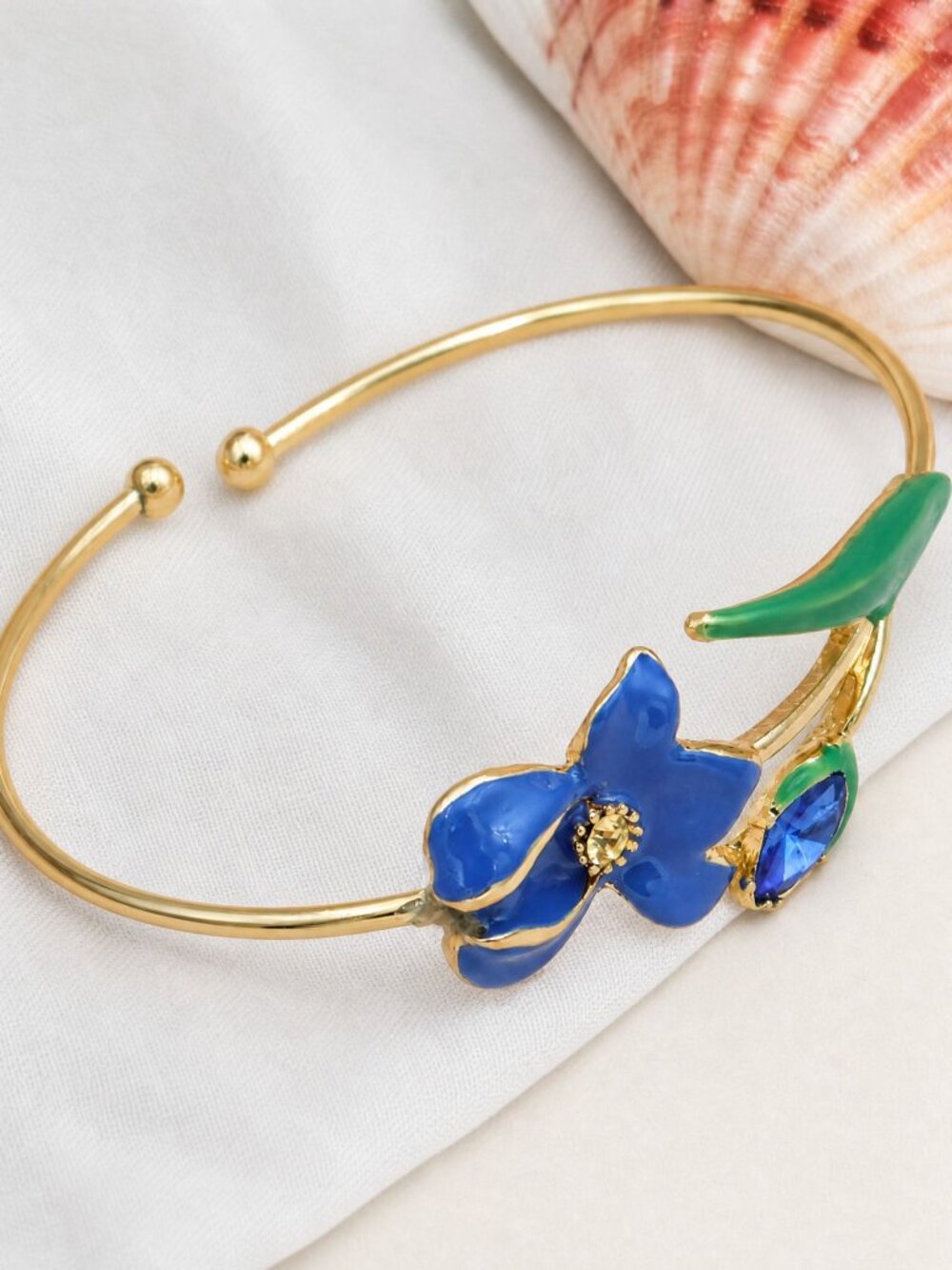Betsey Johnson Floral Bangle Gold-Tone Bracelet